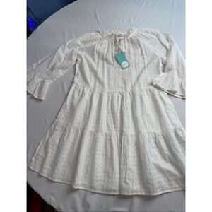 NWT Koy Resort White Tiered Cotton Gauze White Tunic Dress Cover Up Size Small